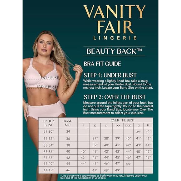 New Vanity Fair Womens 42B Beige Full Figure Beauty Back Smoothing Wirefree Bra - Picture 4 of 5
